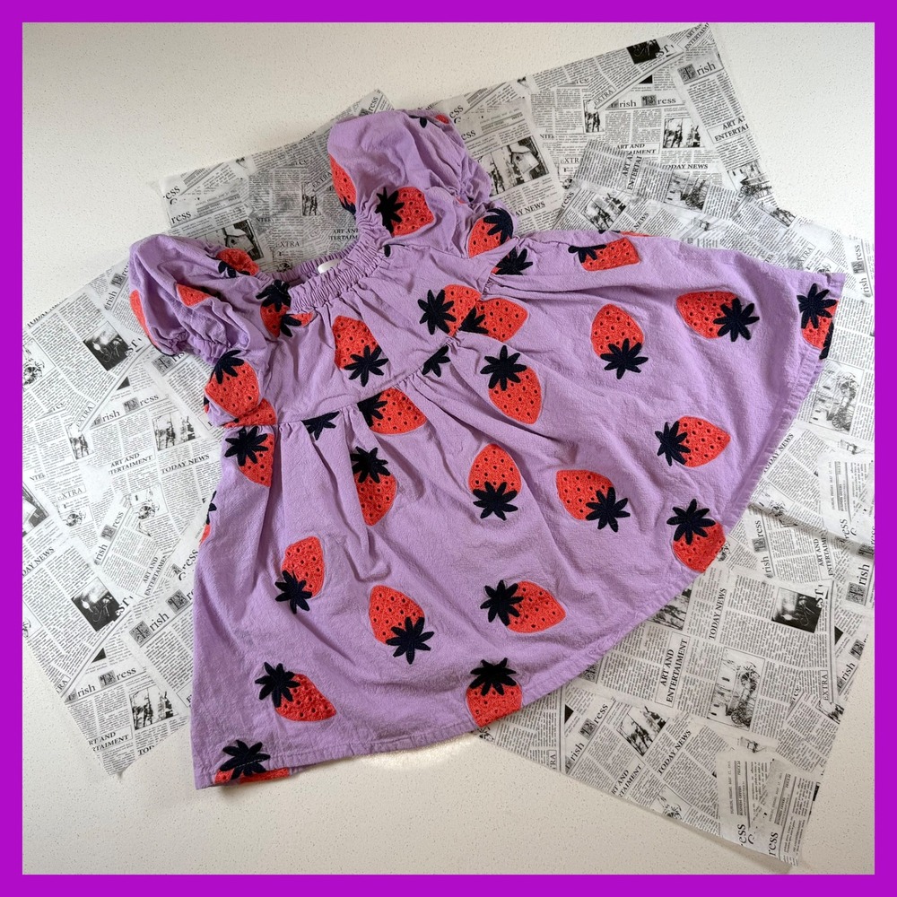 Seed‎ Heritage Girls Adorable Purple Strawberry Print Dress Size 2